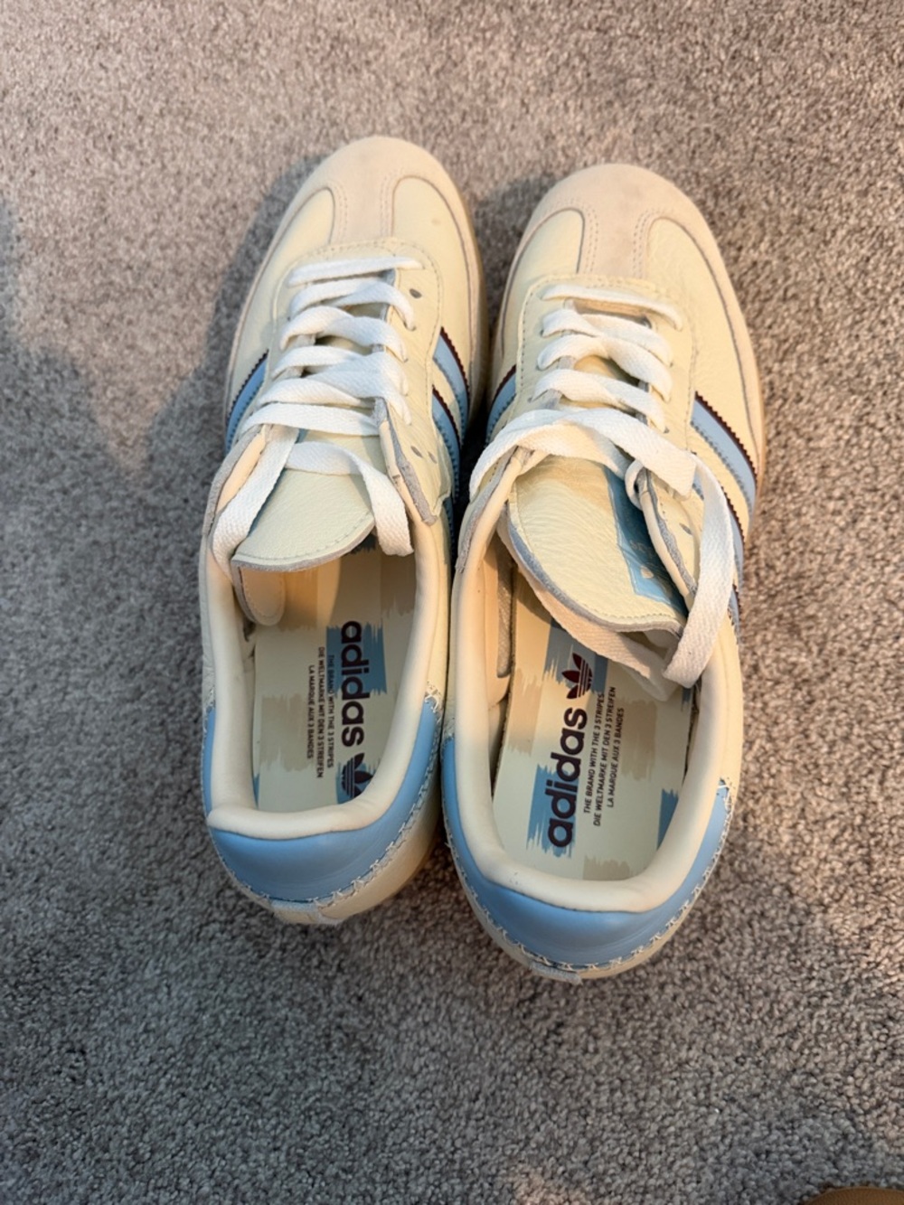 Adidas Samba Sneakers in White & Light Blue - Picture 2 of 5